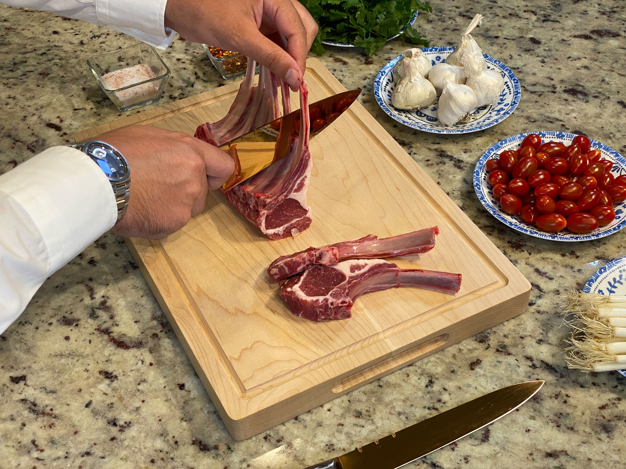 Wood Cutting Board Maple 17x12x1.25 Inches Reversible with Handles and Juice Groove, Extra Thick Butcher Block Chopping Board Handmade By Ferrum - Image 7